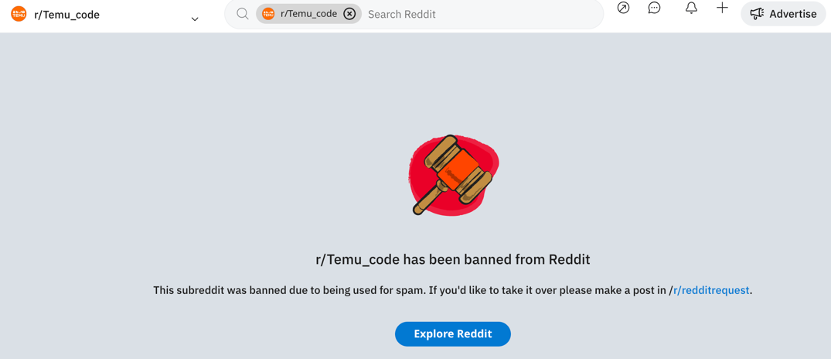 Reddit has closed many posts sharing Temu invite codes